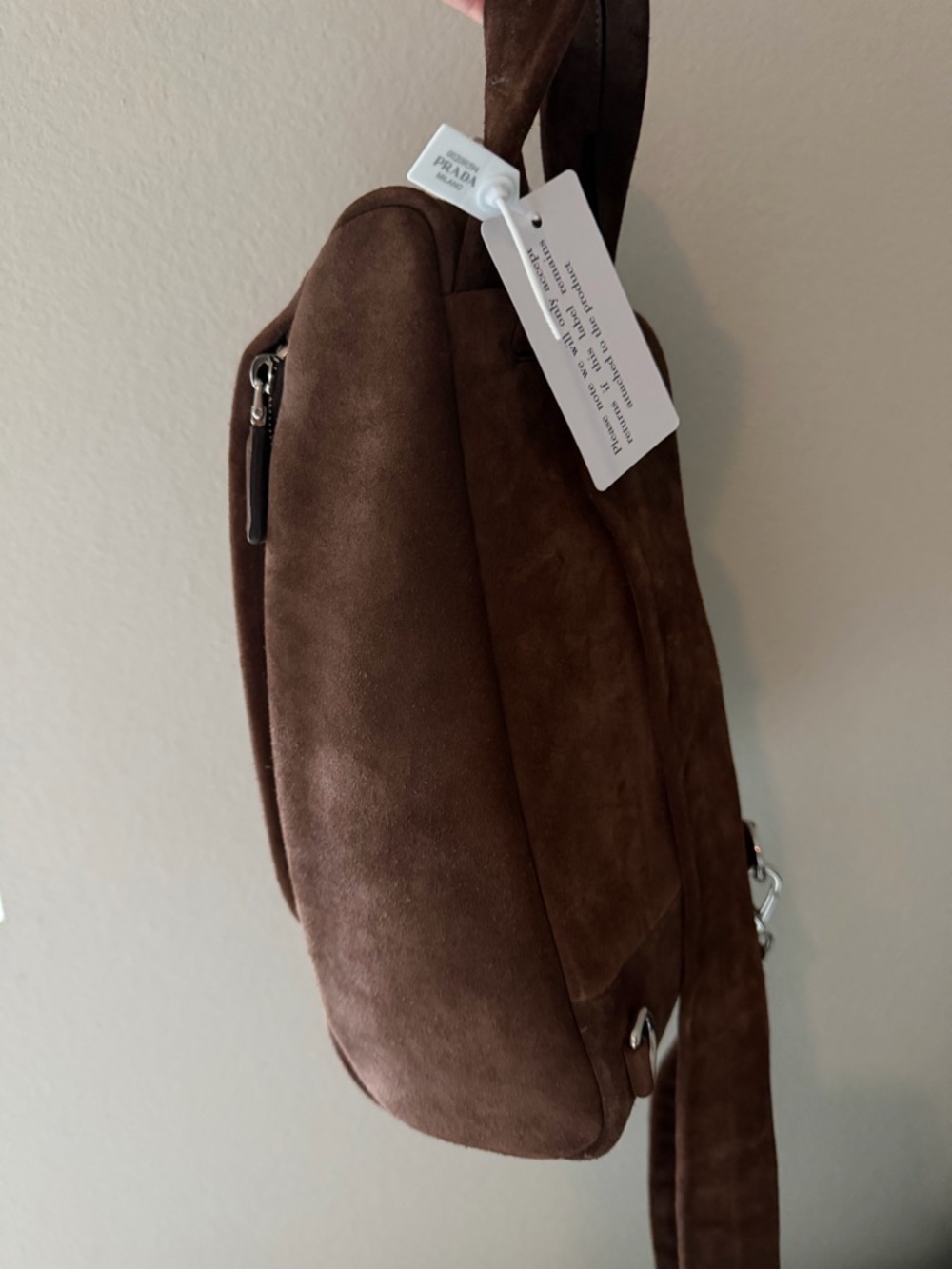Prada Brown Suede Crossbody Sling Bag - Picture 4 of 12